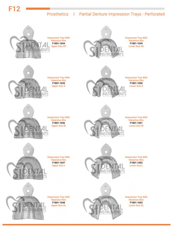 Partial Denture Impression Trays- Preforated 